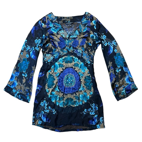 Citron Tops - Citron vintage silk blend babydoll top size XS flare sleeves boho 90s Y2K goth